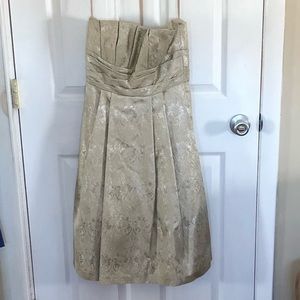 Strapless gold/silver shiny dress